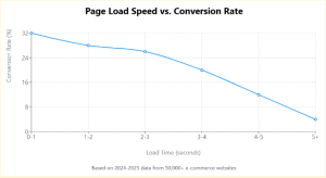 A graph showing how page load speed relates to conversion rate